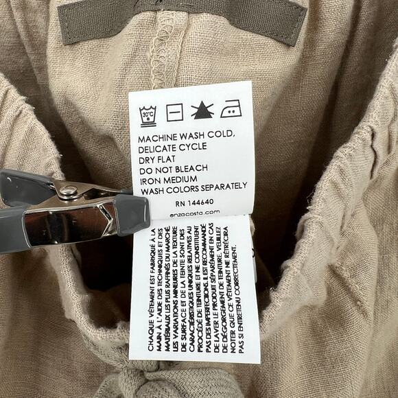 ENZA COSTA Linen Easy Pants Womens Medium Dark Clay Tan Pull On Drawstring NEW - Picture 10 of 14